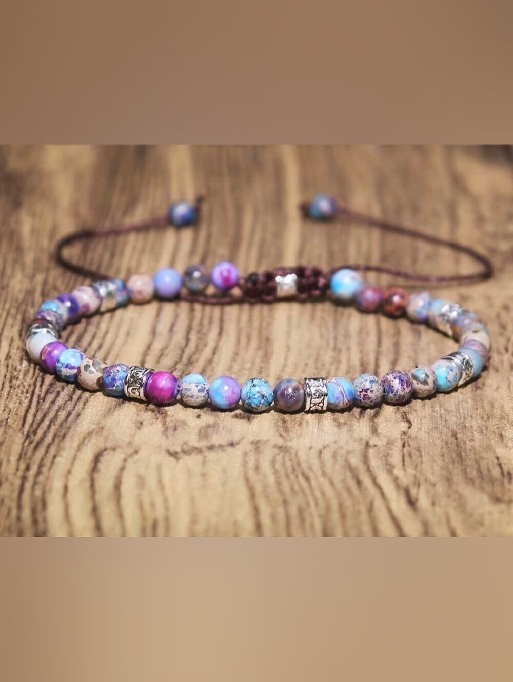 💜💜NEW💜💜 PRETTY!! Natural Galaxy Sea Sediment Stone Adjustable Bracelet